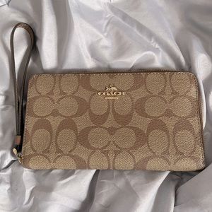 Coach Zip Around Signature Phone Wristlet